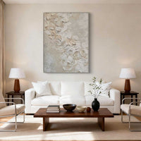 "Ivory Sculpted Light" is a 100% hand-painted abstract artwork created with professional oil and acrylic paints on high-quality canvas. Its white palette and visible textured strokes give every piece authentic handmade variation and tactile depth.