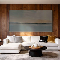 "Sand Open Horizon" is a 100% hand-painted landscape painting created with professional oil and acrylic paints on high-quality canvas. Its beige & blue palette and visible textured strokes give every piece authentic handmade variation and tactile depth.