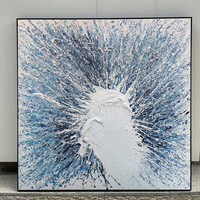 "Icebreaker" – Modern Radiant Impasto Abstract Painting | Minimalist Glacier Blue 3D Textured Statement Art#AB800