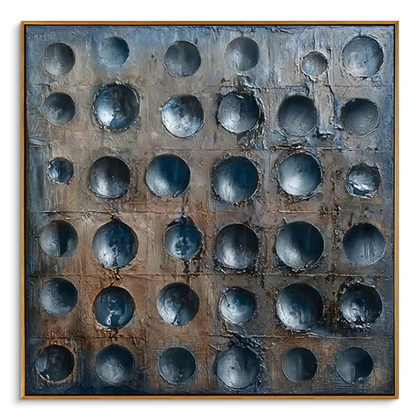 "Abyssal Order" – Avant-Garde Recessed Relief Industrial Painting | Dark Aesthetic Heavy Texture 3D Wall Art #MI147