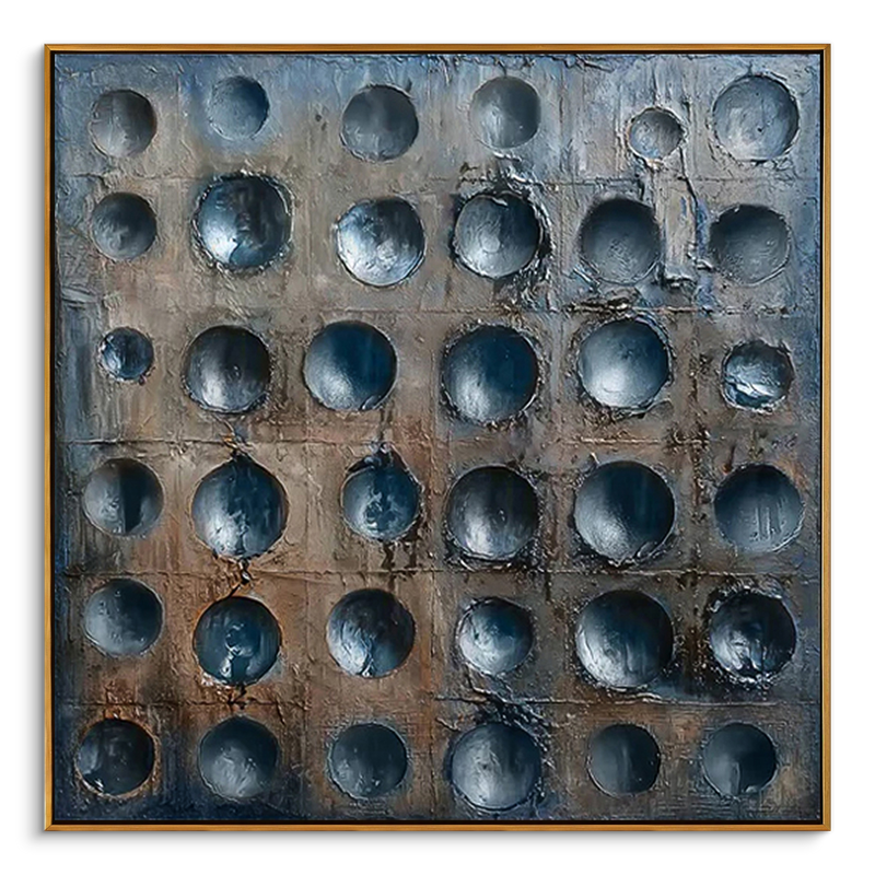 "Abyssal Order" – Avant-Garde Recessed Relief Industrial Painting | Dark Aesthetic Heavy Texture 3D Wall Art #MI147
