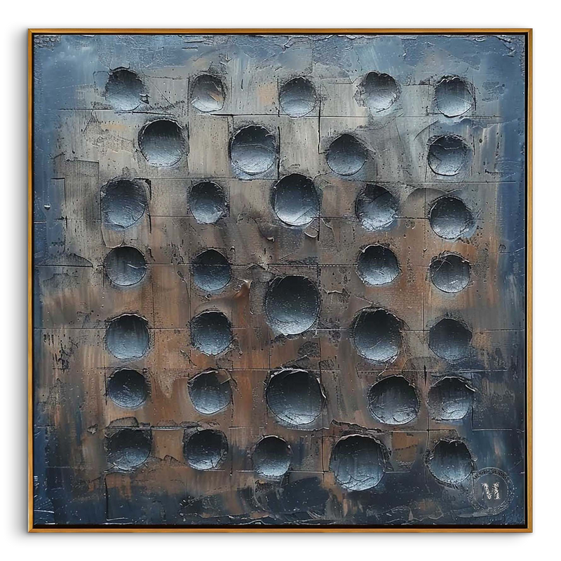 "Vortex of Silence" – Dark Industrial Recessed Relief Abstract | Avant-Garde Obsidian & Bronze Textured Art #GE014