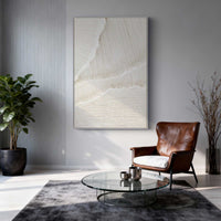 "White Terrain Relief" - Modern Wabi-Sabi Abstract Relief Art | White Beige Textured Canvas Painting | Luxury Vertical Wall Art #WS 144