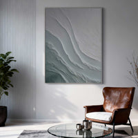"Teal Tides" is a 100% hand-painted minimalist abstract created with professional oil and acrylic paints on high-quality canvas. Its green & white palette and visible textured strokes give every piece authentic handmade variation and tactile depth.