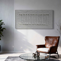 "Silver Intersecting Forms" is a 100% hand-painted geometric abstract created with professional oil and acrylic paints on high-quality canvas. Its grey & white palette and visible textured strokes give every piece authentic handmade variation and tactile depth.