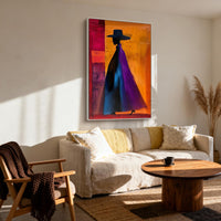 "Midnight Poised Presence" is a 100% hand-painted figurative artwork created with professional oil and acrylic paints on high-quality canvas. Its black & orange palette and visible textured strokes give every piece authentic handmade variation and tactile depth.