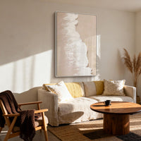 "Sand Tidal Glow" - Textured Seascape Art | 3D Beige & White Impasto Canvas Painting | Luxury Vertical Wall Art #PT 392