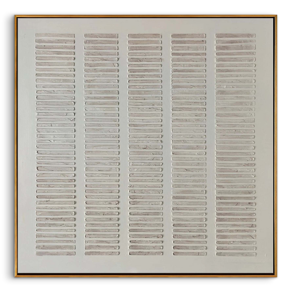"Silent Rhythm" – Minimalist White Geometric Relief Painting | Modern Wabi-Sabi 3D Textured Gallery Art#WS 100