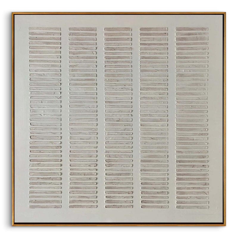 "Silent Rhythm" – Minimalist White Geometric Relief Painting | Modern Wabi-Sabi 3D Textured Gallery Art#WS 100