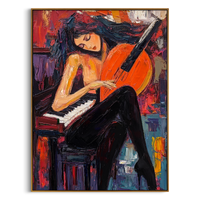 "MELODIC PASSION" – 3D Sculptural Heavy Impasto Musical Figural | Modern Vibrant Style Soul- Stirring Expressionist Wall Art #PE496