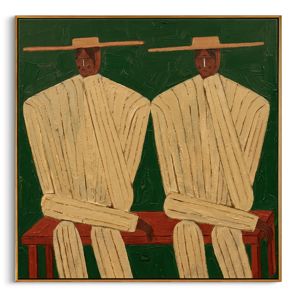 "PARALLEL SOULS" – 3D Sculptural Heavy Impasto Folk Portrait | Modern Avant-Garde Style Figurative Wall Art #PE498