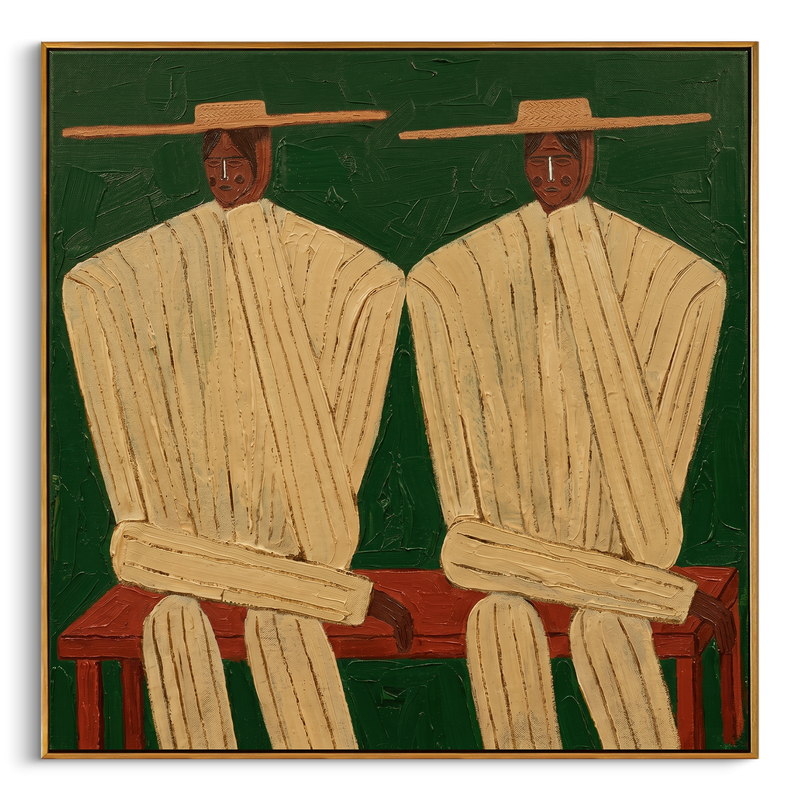 "PARALLEL SOULS" – 3D Sculptural Heavy Impasto Folk Portrait | Modern Avant-Garde Style Figurative Wall Art #PE498