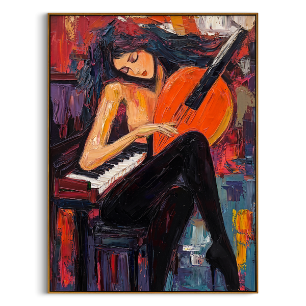 "MELODIC PASSION" – 3D Sculptural Heavy Impasto Musical Figural | Modern Vibrant Style Soul- Stirring Expressionist Wall Art #PE496