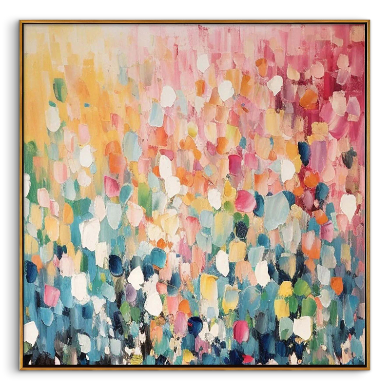 "Candy Symphony" – Vibrant Mosaic Impasto Abstract Oil Painting | Modern Dopamine Style Textured Wall Art #PT412