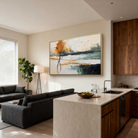"Midnight Morning Meadow" - Abstract Landscape Art | 3D Black & Brown Impasto Canvas Painting | Luxury Horizontal Wall Art #LC 115