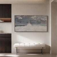 "Silver Shifting Horizon" is a 100% hand-painted abstract artwork created with professional oil and acrylic paints on high-quality canvas. Its grey & white palette and visible textured strokes give every piece authentic handmade variation and tactile depth.