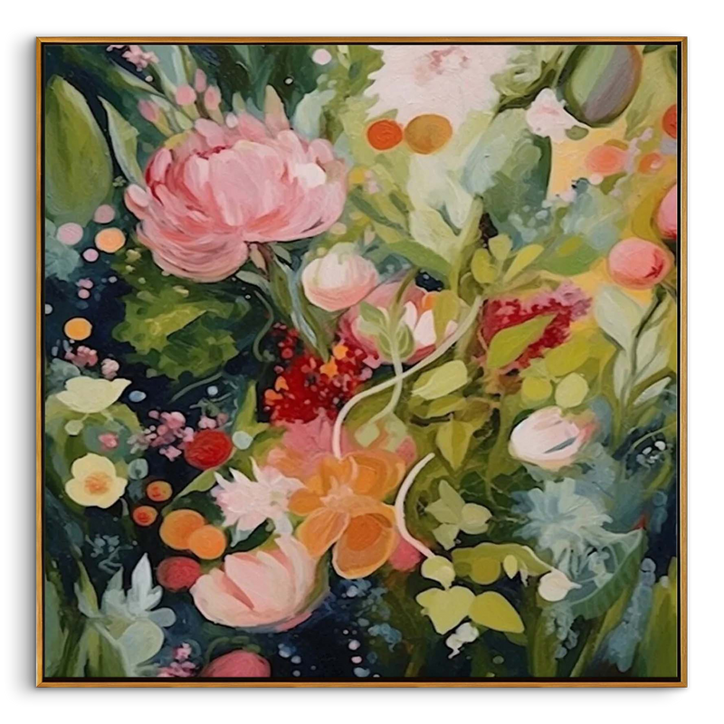 "Lush Secret Grove" – Romantic Expressionist Floral Oil Painting | Vintage French Forest-Style Statement Wall Art#FL301