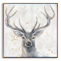 "The Gilded Guardian" – Modern Heavy Impasto Deer Portrait | Luxury 3D Crackle Texture Wall Art | Elegant Gold Foil Painting #AN135