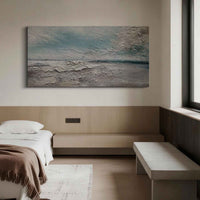 "Azure Harbor Tide" is a 100% hand-painted seascape created with professional oil and acrylic paints on high-quality canvas. Its blue & white palette and visible textured strokes give every piece authentic handmade variation and tactile depth.