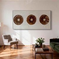 "Warm Sand Panorama" - Modern Wabi-Sabi Abstract Landscape Art | Beige Brown Textured Panoramic Canvas Painting | Luxury Horizontal Wall Art #WS 066
