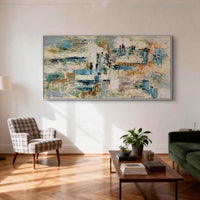 "Sand Flowing Divide" is a 100% hand-painted abstract artwork created with professional oil and acrylic paints on high-quality canvas. Its beige & blue palette and visible textured strokes give every piece authentic handmade variation and tactile depth.