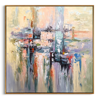 "Urban Reflection" – Modern Impressionist Waterfront Abstract | Serene Sage Green & Pastel Textured Gallery Art#AB1011