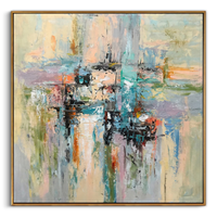 "Urban Reflection" – Modern Impressionist Waterfront Abstract | Serene Sage Green & Pastel Textured Gallery Art#AB1011