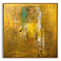 "Golden Era" – Wabi-Sabi Hand-Applied Gold Leaf Abstract Painting | Luxury High-End Textured Mansion Wall Art#AB1016