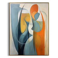 "Soul Resonate" – Mid-Century Modern Geometric Abstract | Cubist Inspired Couple Silhouette Gallery Wall Art #AB983