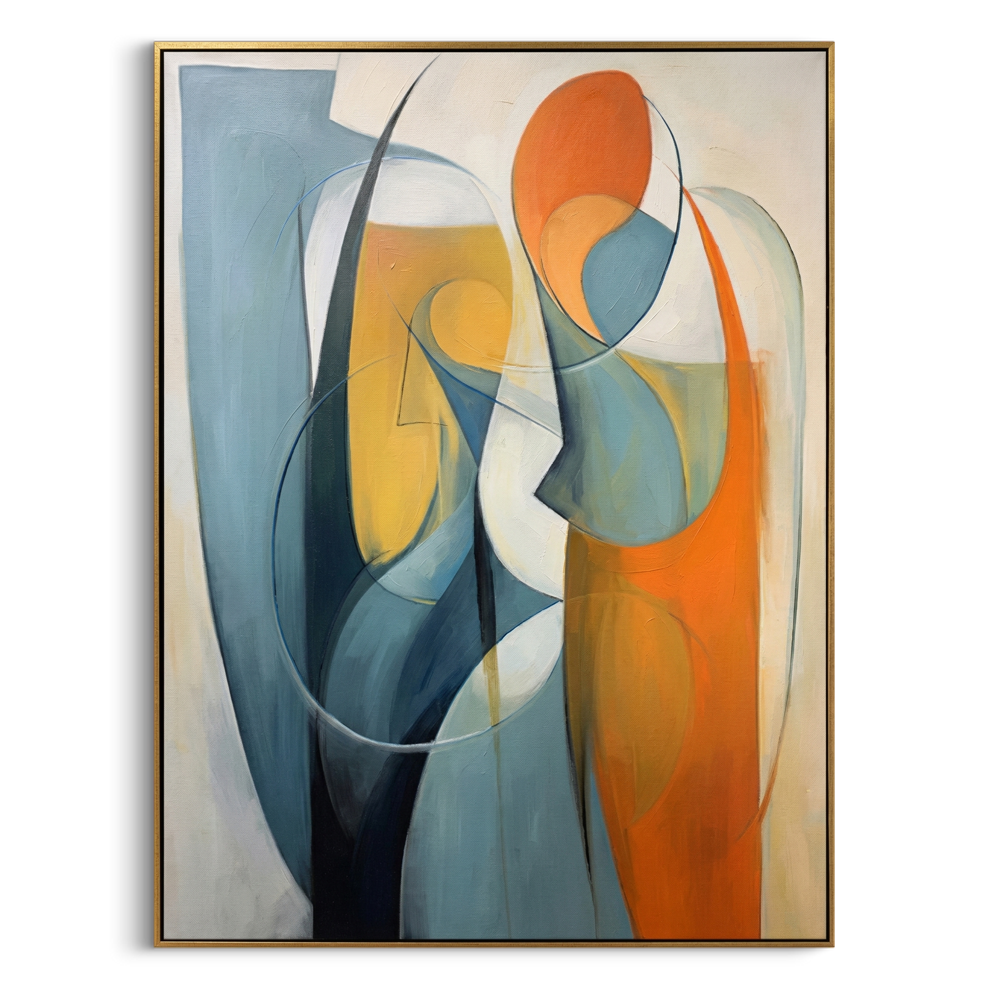 "Soul Resonate" – Mid-Century Modern Geometric Abstract | Cubist Inspired Couple Silhouette Gallery Wall Art #AB983
