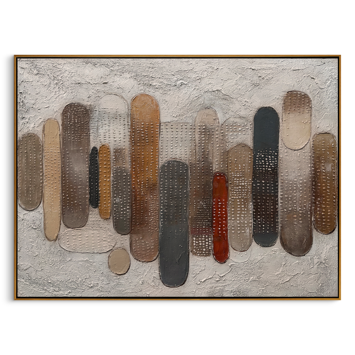 "Earthy Rhythm" – Modern Heavy Impasto Abstract | 3D Neutral & Terracotta Palette Knife Painting | Luxury Horizontal Wall Art #AB 494