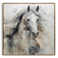 "The Silent Gallop" – Modern Expressive White Horse Impasto | Sophisticated Gray Tone 3D Texture Gallery Art #AN145