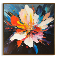 "Supernova Bloom" – Radiant Heavy Impasto Abstract Floral Oil Painting | Bold Dynamic 3D Texture Wall Art #FL292
