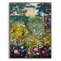 "Summer Secret Garden" – Klimt-Inspired Decorative Floral Oil Painting | Vintage Pastoral Villa Bedroom Wall Art#FL314
