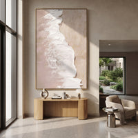 "Sand Tidal Glow" is a 100% hand-painted seascape created with professional oil and acrylic paints on high-quality canvas. Its beige & white palette and visible textured strokes give every piece authentic handmade variation and tactile depth.