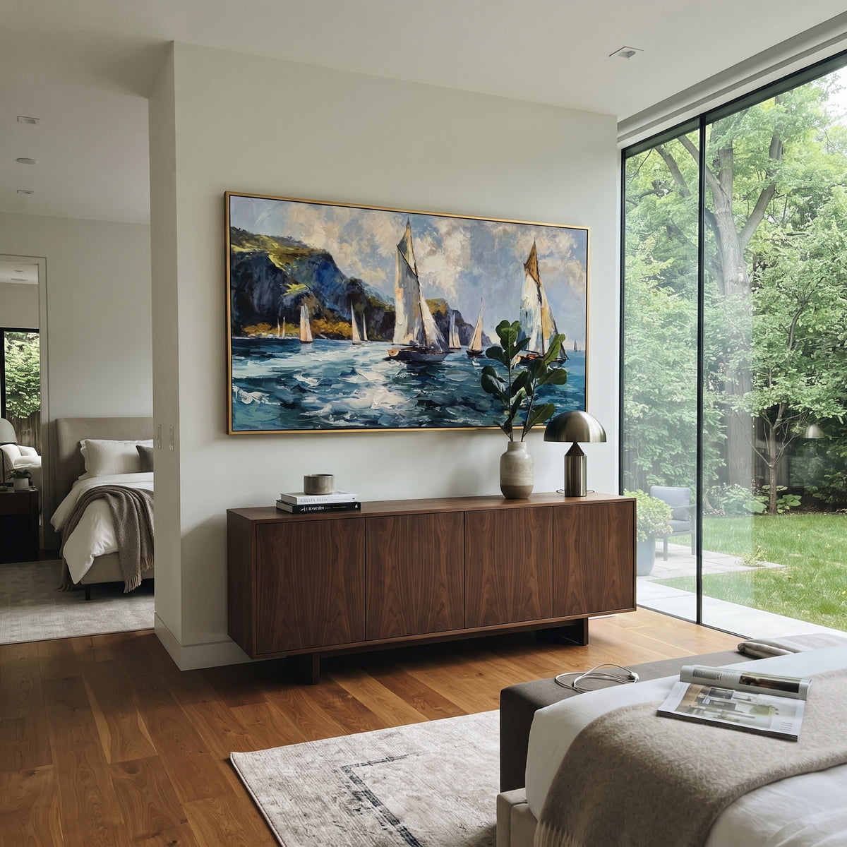 "Azure Coastal Current" is a 100% hand-painted seascape created with professional oil and acrylic paints on high-quality canvas. Its blue & white palette and visible textured strokes give every piece authentic handmade variation and tactile depth.