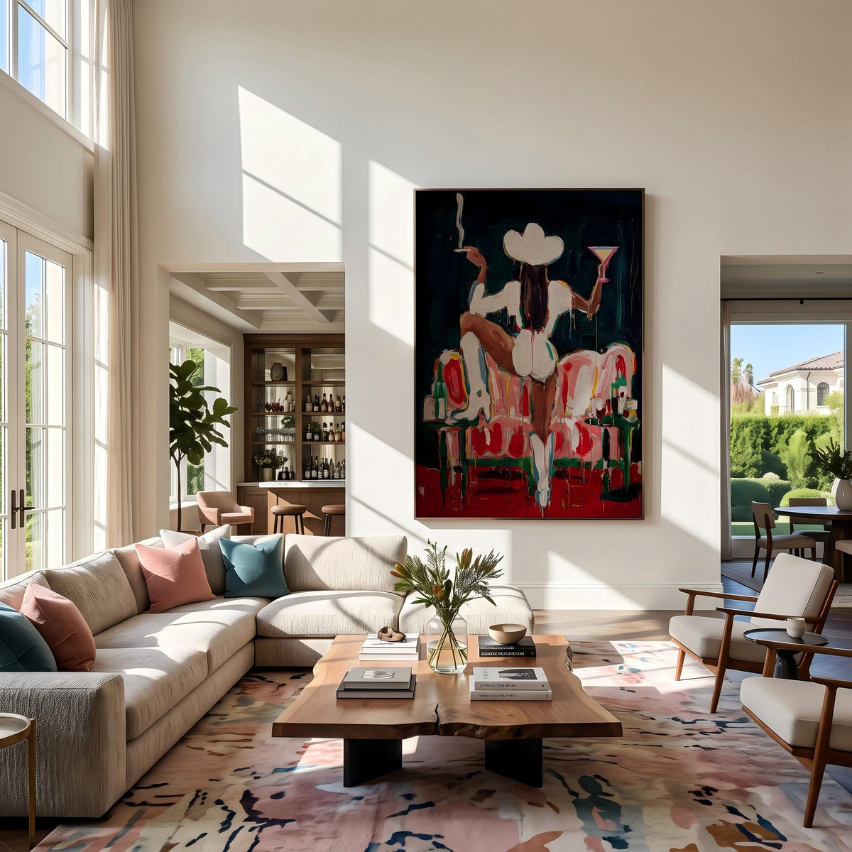 "Midnight Western Woman" - Modern Heavy Impasto Western Animal Artwork | Black & White Palette Knife Painting | Luxury Vertical Wall Art #PT 2644