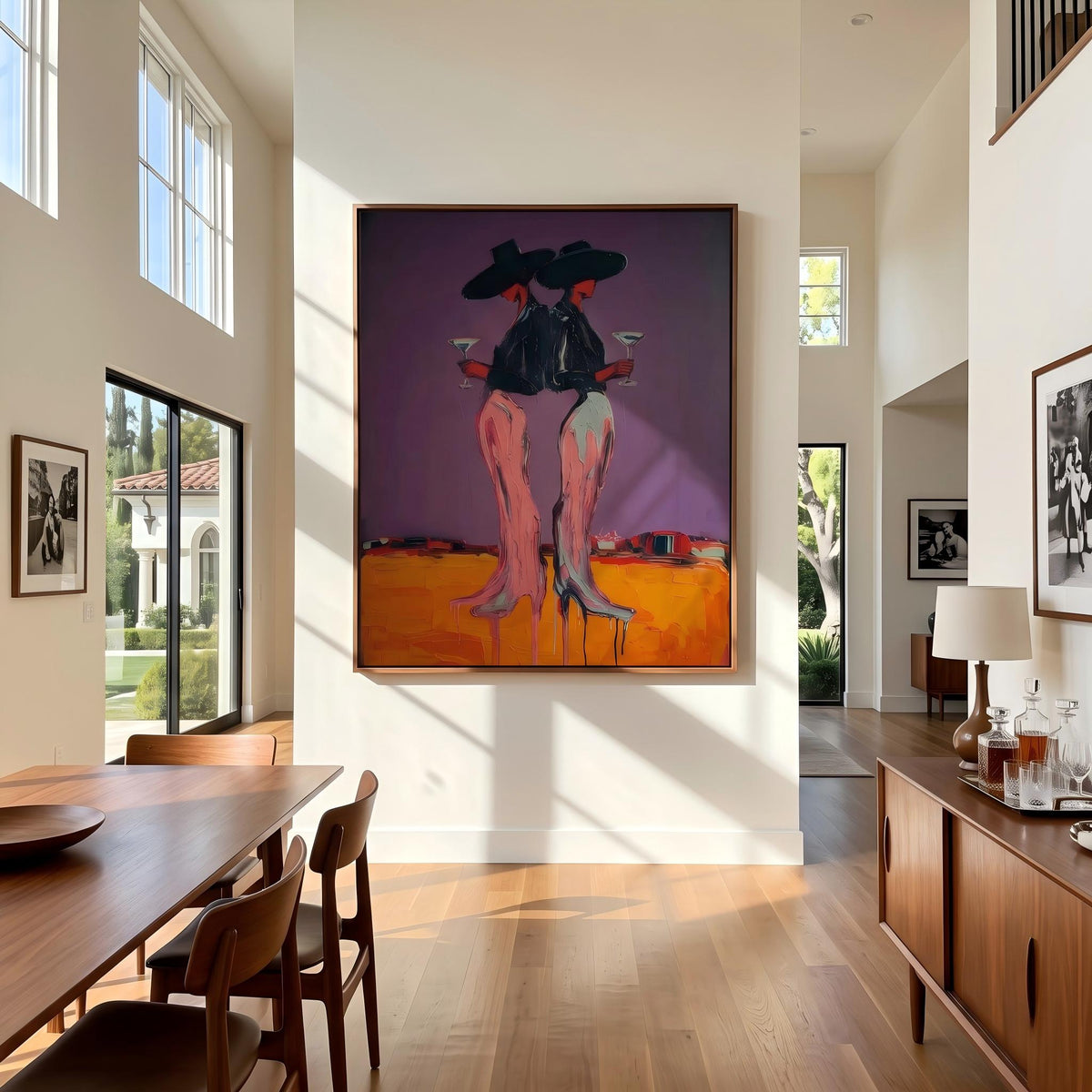 "Desert Cowgirl" - Modern Heavy Impasto Western Animal Artwork | Orange Palette Knife Painting | Luxury Vertical Wall Art #PT 2639