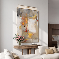 "Earthy Ochre Neutral Abstract Layers" – Modern Heavy Impasto Contemporary Abstract | 3D Warm Taupe & Fiery Gold Palette Knife Painting | Luxury Vertical Wall Art #PT 573