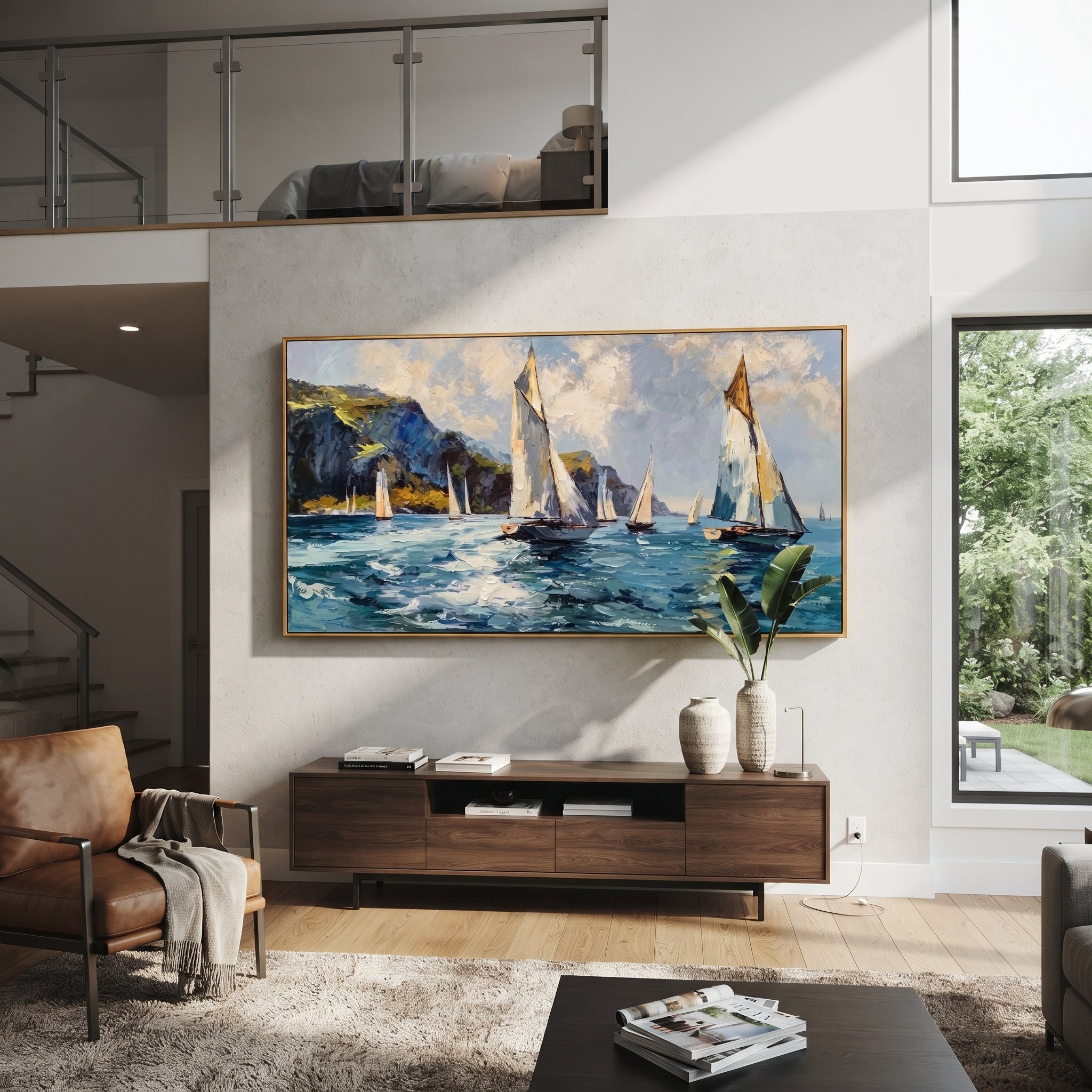 "Azure Coastal Current" - Textured Seascape Art | 3D Blue & White Textured Canvas Painting | Luxury Canvas Wall Art #LC 130