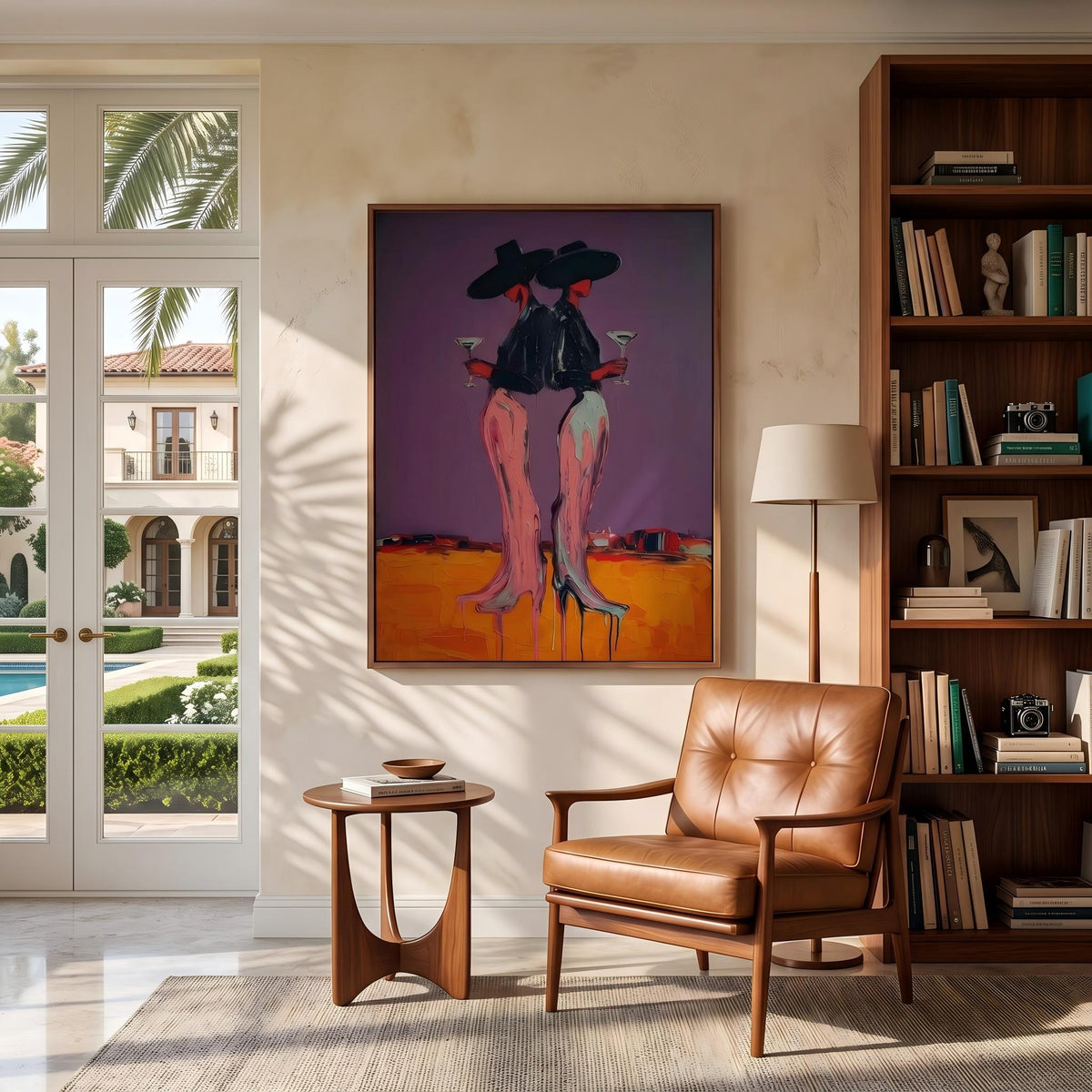 "Desert Cowgirl" - Modern Heavy Impasto Western Animal Artwork | Orange Palette Knife Painting | Luxury Vertical Wall Art #PT 2639