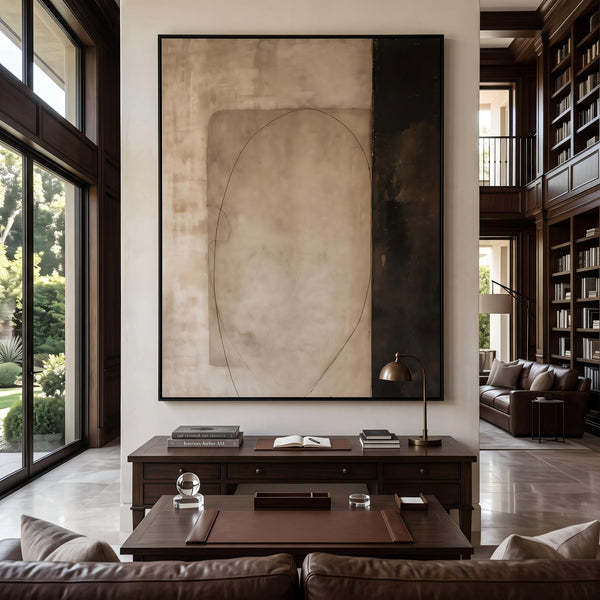 "Earth‑Tone Minimalist Abstract" - Modern Heavy Impasto Abstract Artwork | White Palette Knife Painting | Luxury Vertical Wall Art #PT 2629