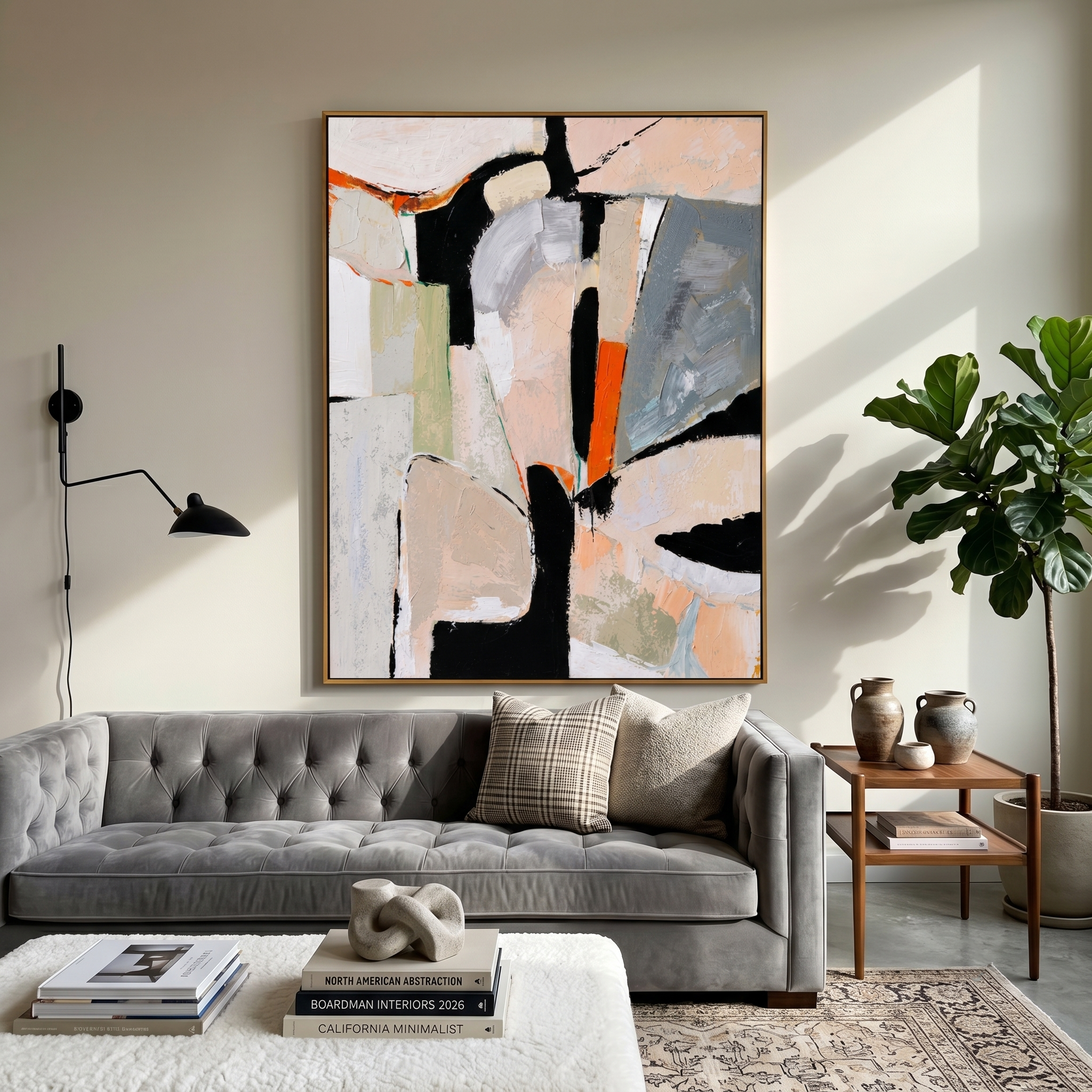 "Fragmented Figure" - Modern Abstract Figurative Painting | Textured Neutral Black & Rust Canvas Art | Luxury Vertical Wall Art #PT 589