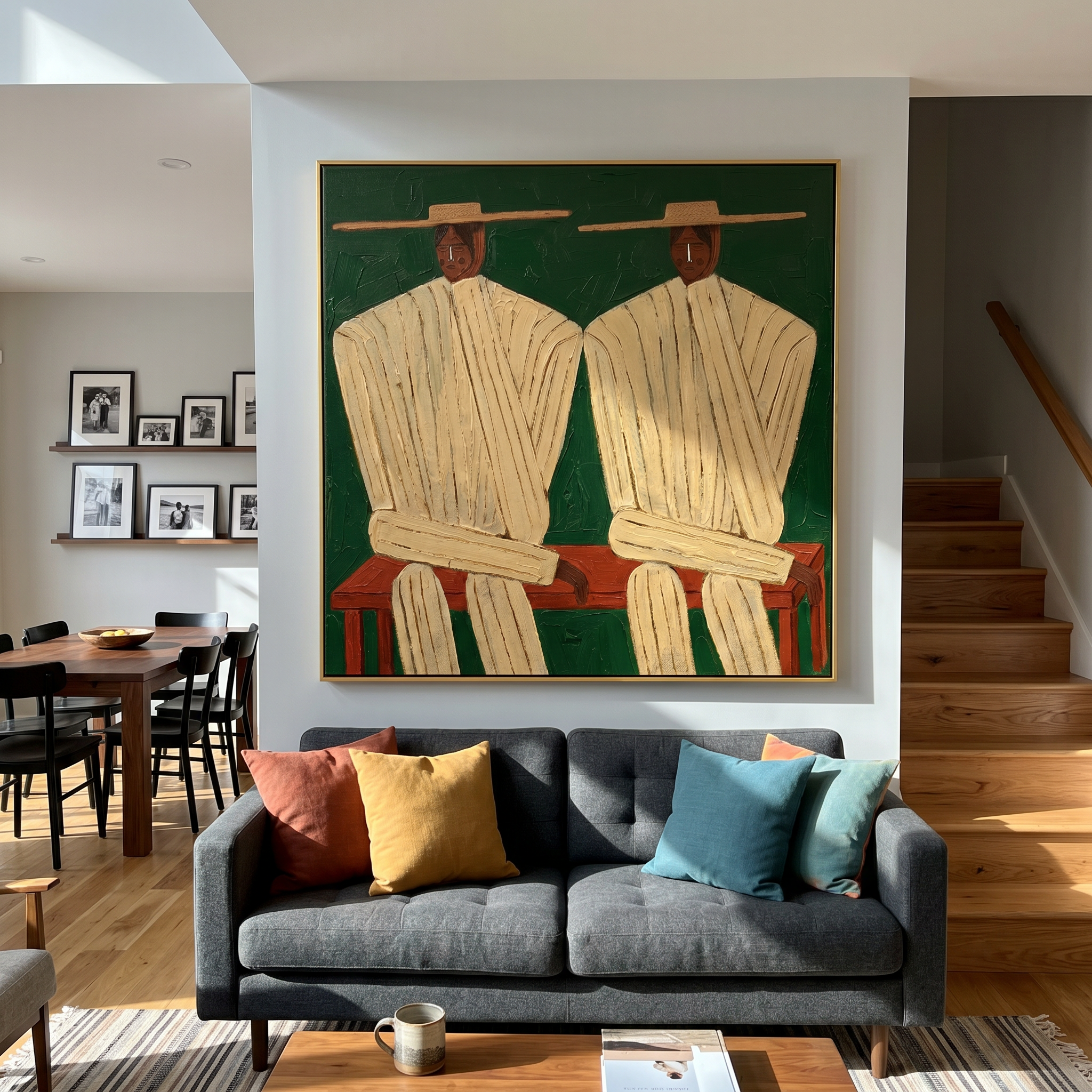 "PARALLEL SOULS" – 3D Sculptural Heavy Impasto Folk Portrait | Modern Avant-Garde Style Figurative Wall Art #PE498