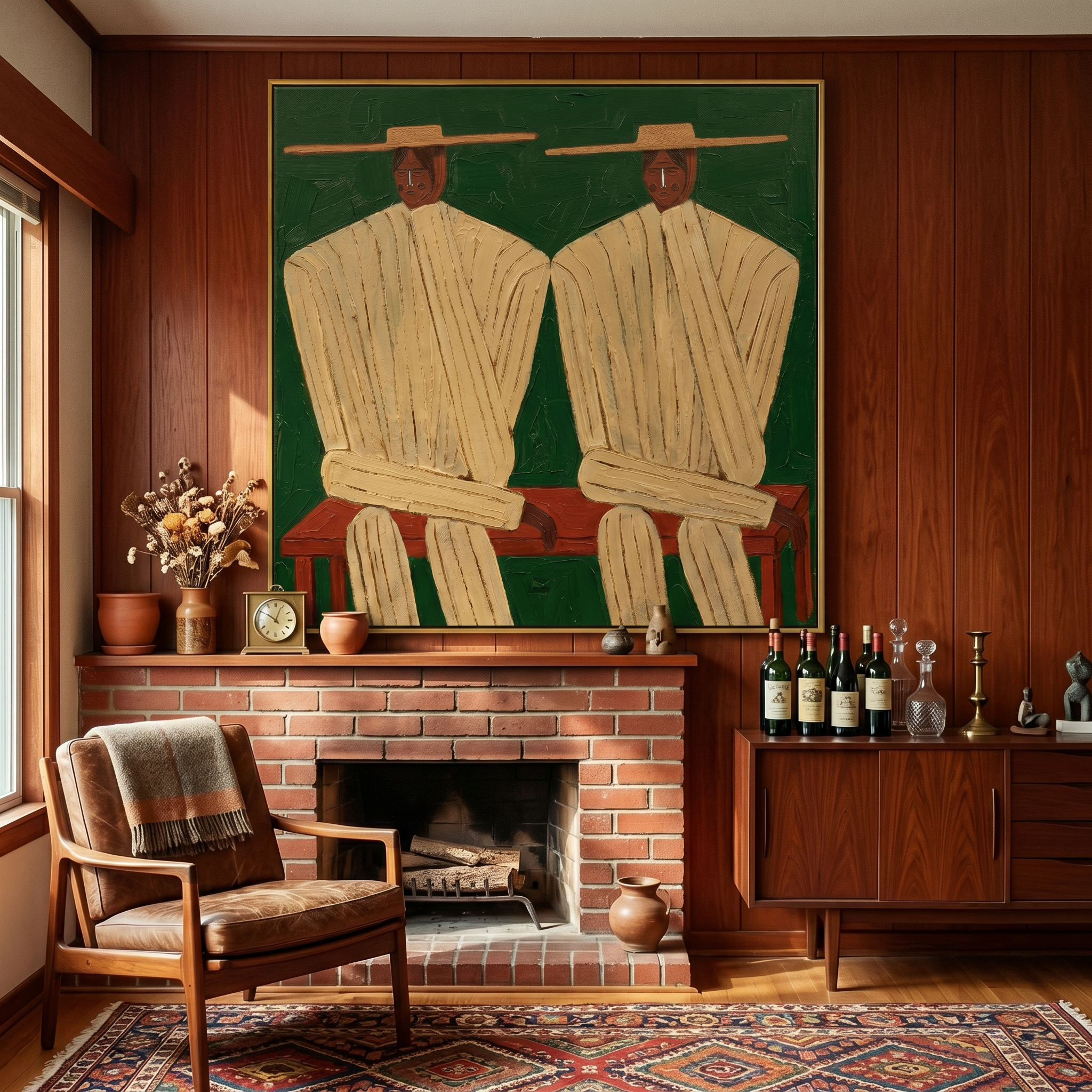 "PARALLEL SOULS" – 3D Sculptural Heavy Impasto Folk Portrait | Modern Avant-Garde Style Figurative Wall Art #PE498