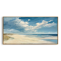 "Salty Horizon" – Panoramic Impressionist Coastal Oil Painting | Modern Minimalist Seascape Wall Art#LC109