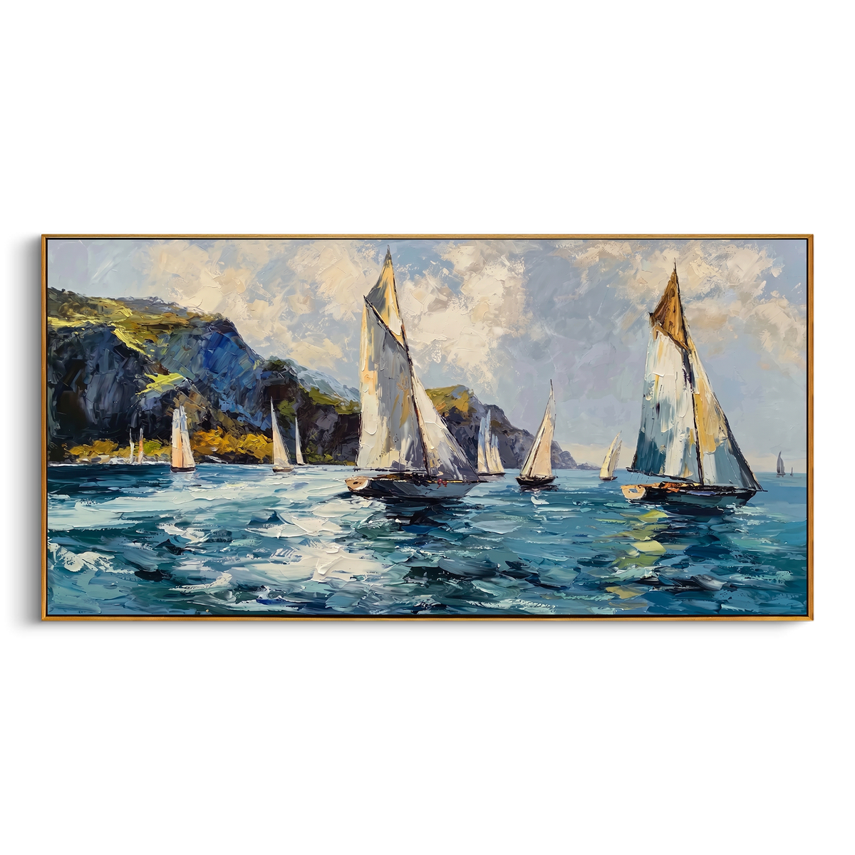 "Azure Coastal Current" - Textured Seascape Art | 3D Blue & White Textured Canvas Painting | Luxury Canvas Wall Art #LC 130