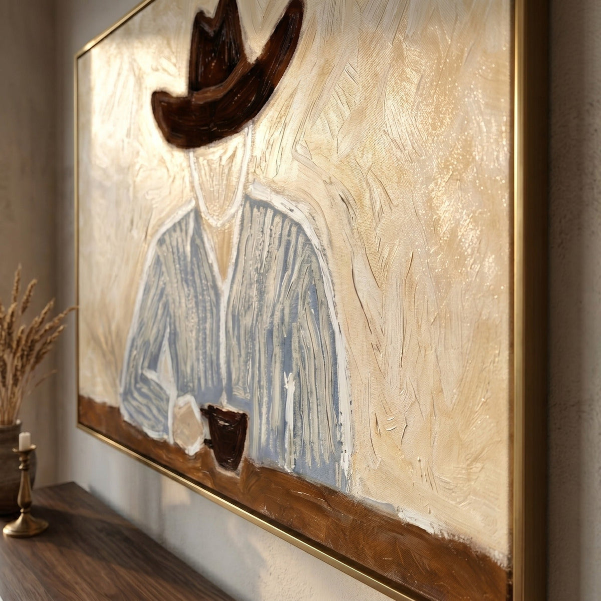 "Morning Solitude" - Modern Heavy Impasto Abstract Artwork | Beige Palette Knife Painting | Luxury Horizontal Wall Art #PT 2592