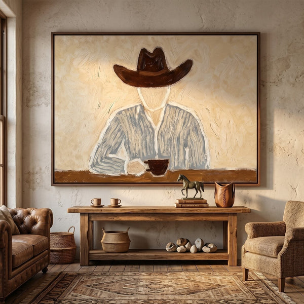 "Morning Solitude" - Modern Heavy Impasto Abstract Artwork | Beige Palette Knife Painting | Luxury Horizontal Wall Art #PT 2592