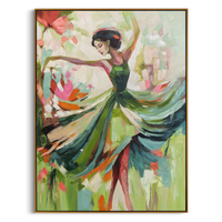 "Emerald Rhythm" – Modern Expressive Dancer Oil Painting | Sage Green & Floral Palette Textured Wall Art #PE461